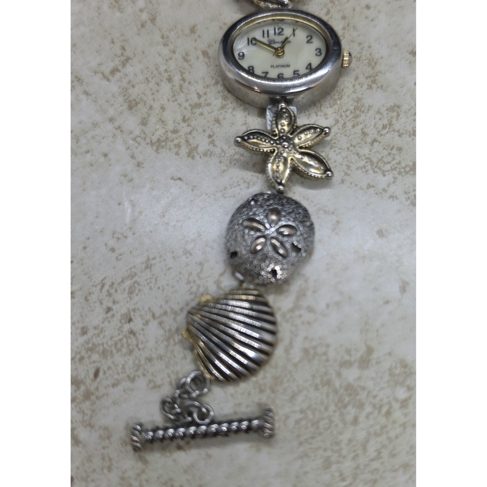 Geneva Platinum Womens Nautical Charm Bracelet Watch Shells Starfish 9060 - Picture 4 of 8